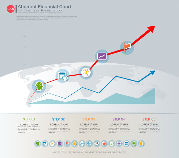 抽象的金融图表与上升的线图，通过图表，图表沟通数据，使事实和统计更有趣，使数据驱动的论点更容易理解。图片下载