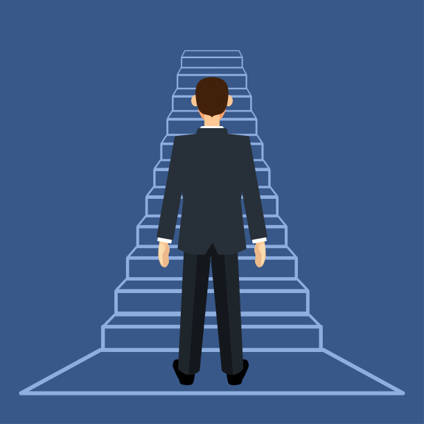 商人站在梯子或楼梯上图片下载