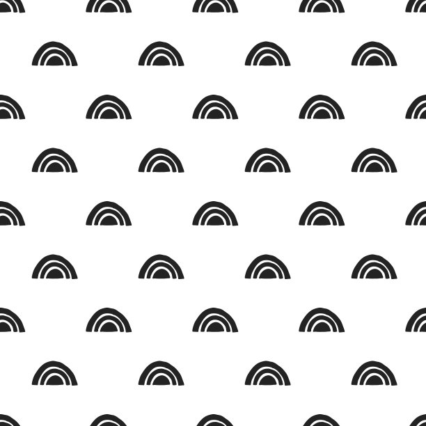 独特手绘抽象图形无缝图案，单色斯堪的纳维亚风格矢量素材图片下载