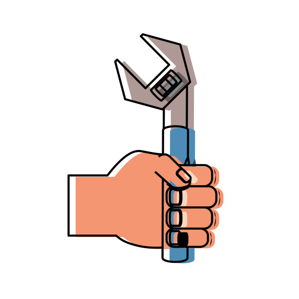 手与扳手矢量插图图片下载