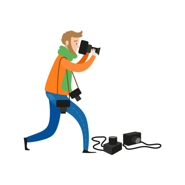 带着相机的矢量平面人图片下载