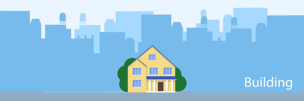 平面插图矢量设计房屋城市正面视图图片下载