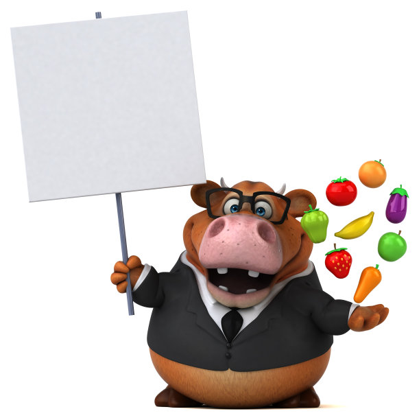 有趣的牛- 3D插图图片下载