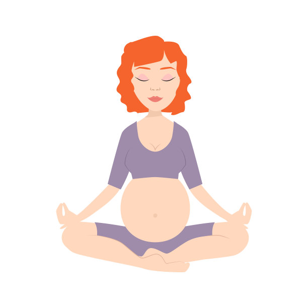 怀孕运动健身人健康性格生活方式概念女性瑜伽矢量插画素材图片