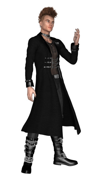 3D渲染哥特式男性模型上的白色图片下载