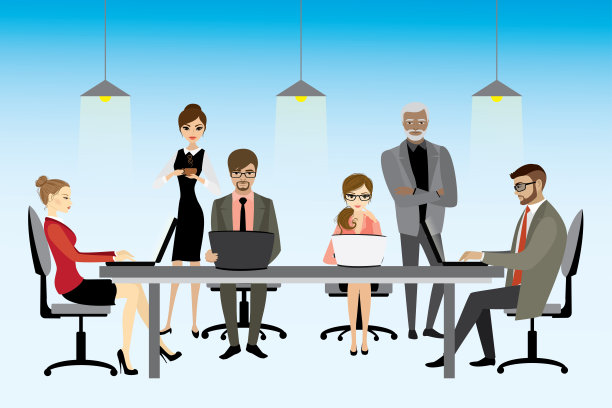 矢量插图的共同工作中心的概念图片下载