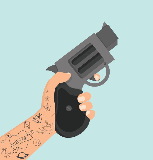 手纹身握枪图片下载