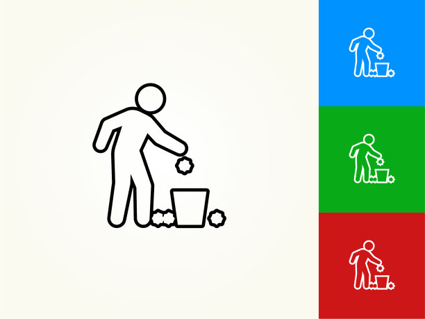 扔垃圾黑色描边线性图标图片下载