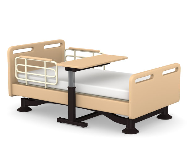 斜倚护理床和桌子3D插图素材图片
