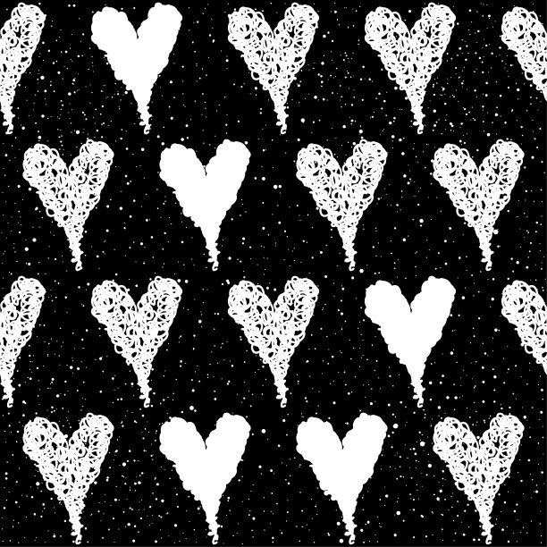 抽象心涂鸦无缝图案背景。图片下载