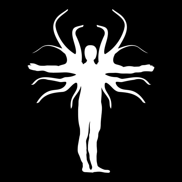 冬季人类树剪影图标符号设计。矢量插图孤立在黑色背景。图片下载