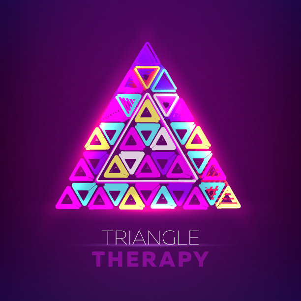 发光的三角形。荧光色新复古波浪标志。矢量插图俱乐部或音乐封面设计。图片下载