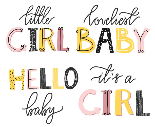 这是一个女孩的字母。Cule字母表。图片下载