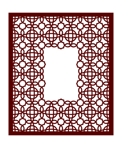 花边框架与雕刻的镂空图案。向量模板。室内设计模板，布局，婚礼请柬，砂砾卡，信封，装饰艺术品等。图像适合激光切割，绘图仪切割或印刷。股票向量图片下载