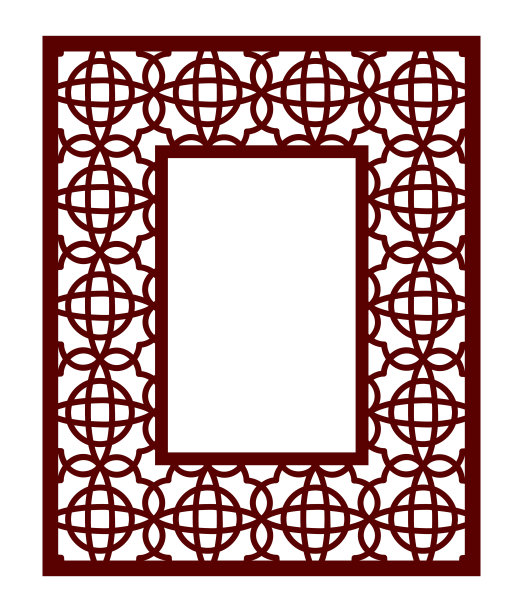 花边框架与雕刻的镂空图案。向量模板。室内设计模板，布局，婚礼请柬，砂砾卡，信封，装饰艺术品等。图像适合激光切割，绘图仪切割或印刷。股票向量图片下载