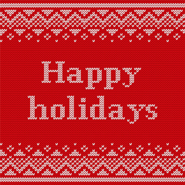 无缝针织图案。针织假期设计。矢量插图。素材图片