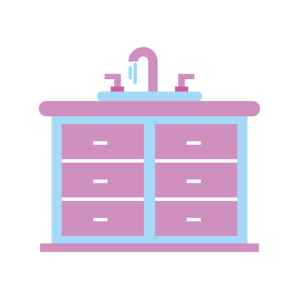 浴室内饰有水槽、梳妆台、橱柜、家具抽屉图片下载