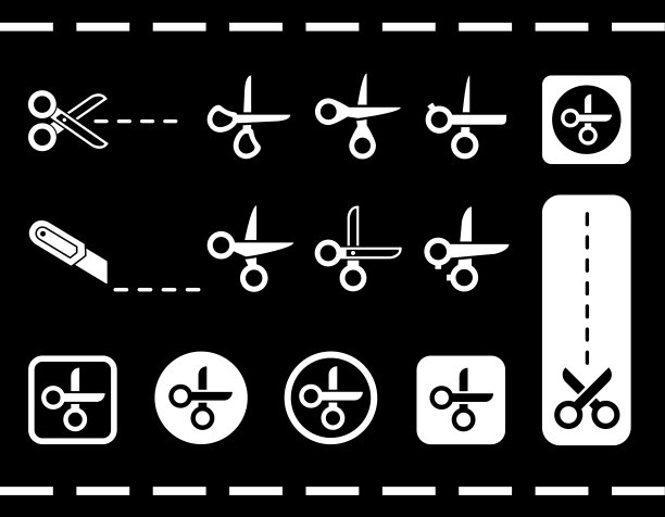 平剪刀设置在黑色背景图片下载