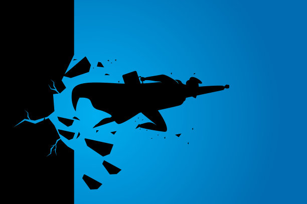 剪影超级商人打破墙图片下载