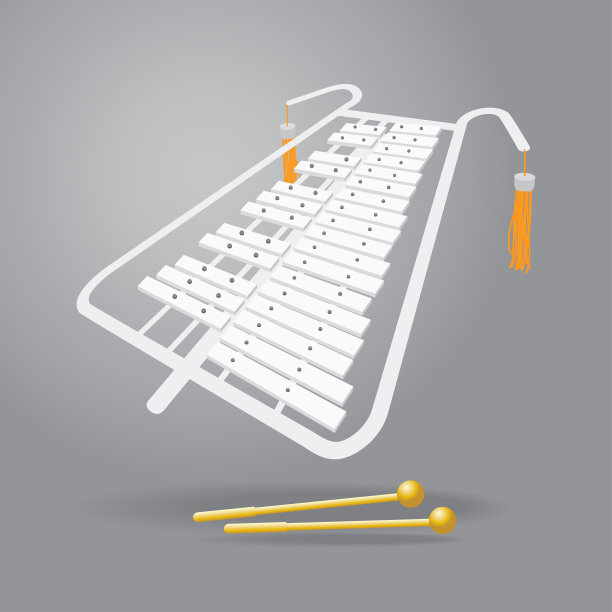 在灰色背景上孤立的音乐乐器铃琴琴图片下载