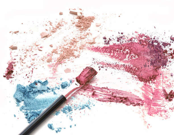 混合颜色的亮片眼影，化妆粉和腮红图片下载