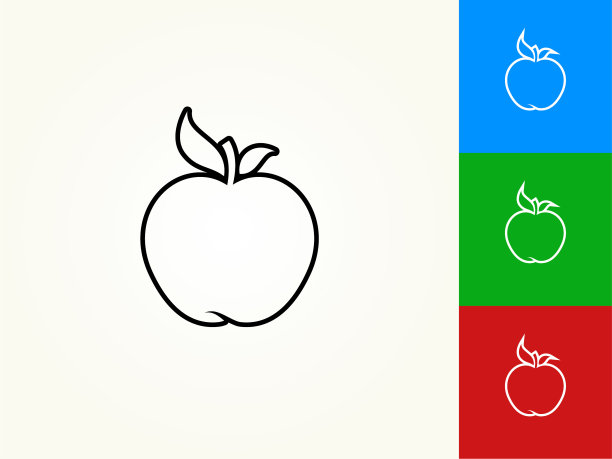 苹果黑色描边线性图标图片下载