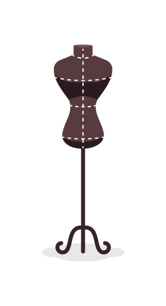 裁缝时尚站。女性假人。向量躯干模型。缝纫身体manekin图片下载