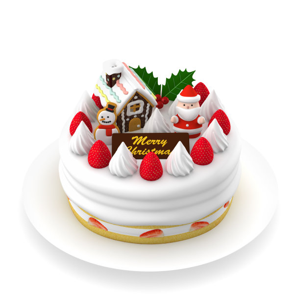 圣诞蛋糕，3D插图图片下载