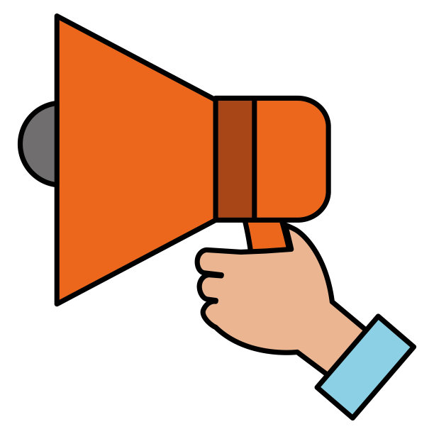 手人类与扩音器声音孤立的图标图片下载