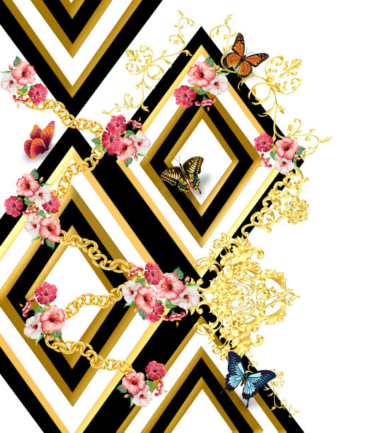 巴洛克式的花朵图案图片下载