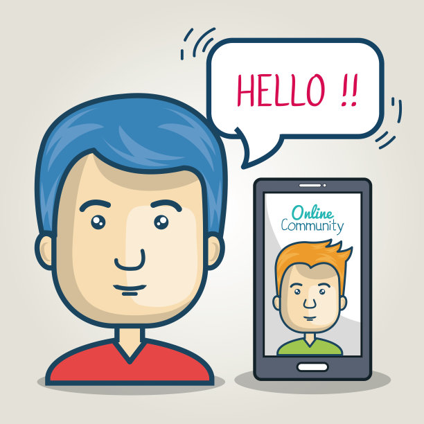 社区在线男人智能手机泡泡语音图形图片下载