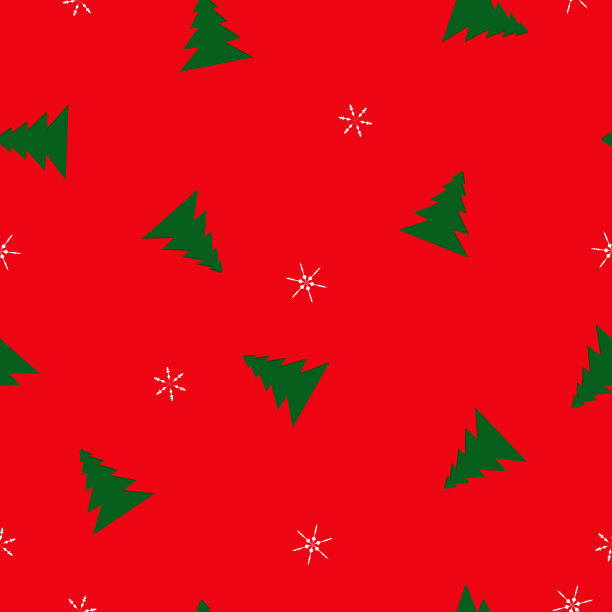 图案冷杉树和红色的雪花素材图片