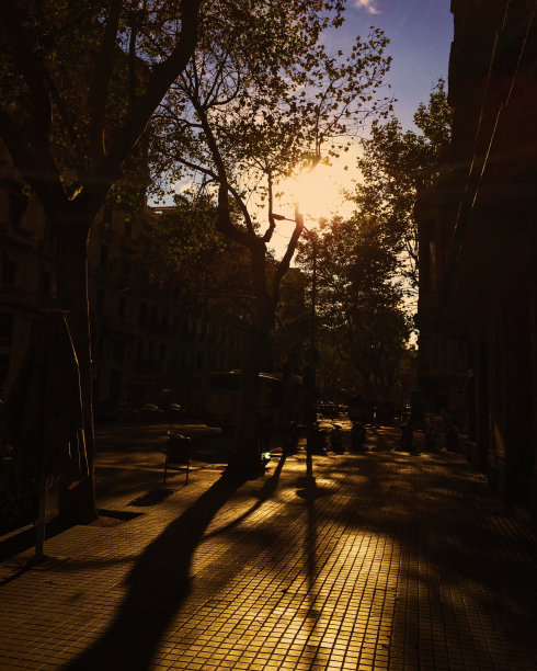 巴塞罗那街头秋日的阳光图片下载