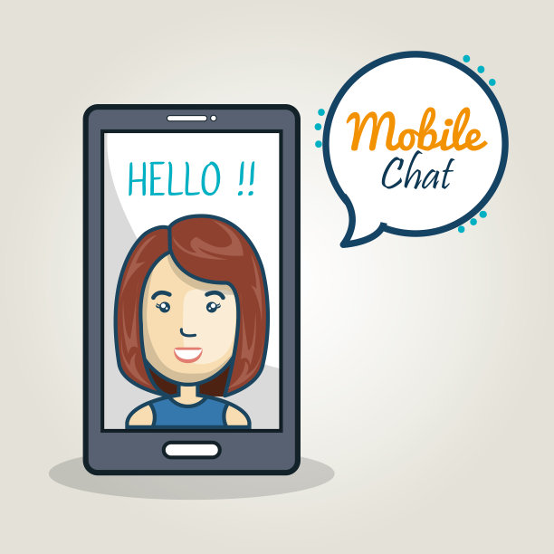 卡通智能手机女人移动聊天图形图片下载