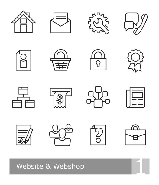 矢量图标设置为网站和网上商店;黑色的大胆的轮廓图片下载