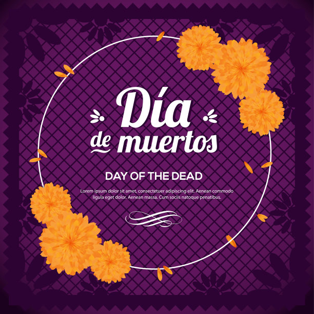 西班牙亡灵节紫色背景图片下载