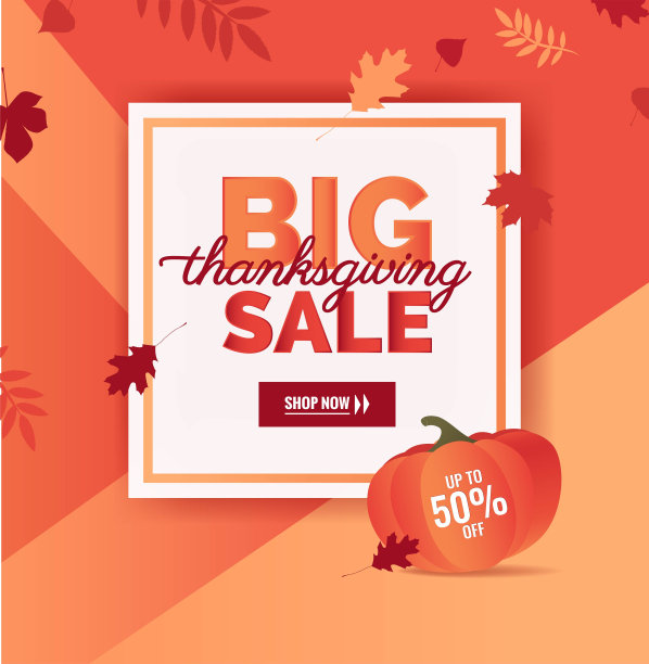大的感恩节促销海报。图片下载