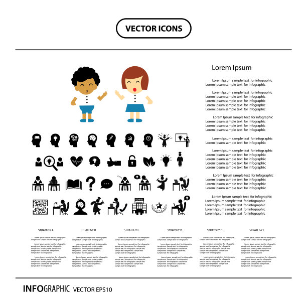 卡通学生和成功的学习图标图片下载