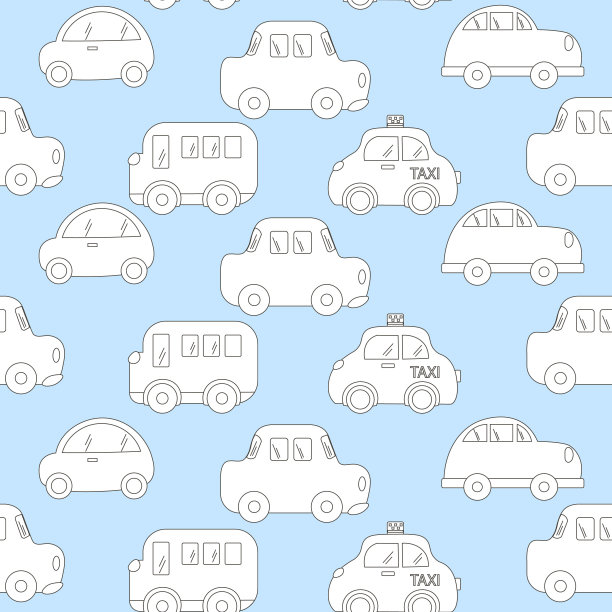 男孩的婴儿背景。向量交通蓝色汽车模式矢量插图图片下载