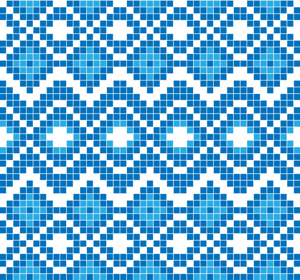 刺绣的无缝图案或装饰。抽象的蓝色马赛克。图片下载