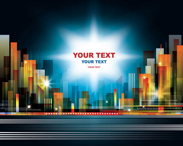 夜晚城市的天际线。图片下载