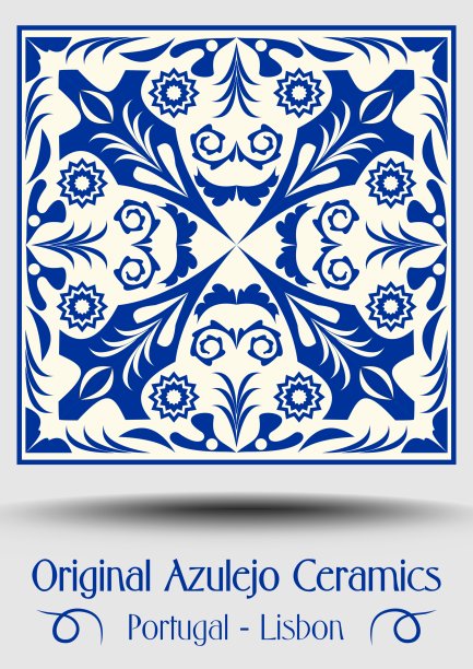 传统的西班牙和葡萄牙陶瓷，白色背景上有蓝色图案的阿祖列霍复古瓷砖图片下载