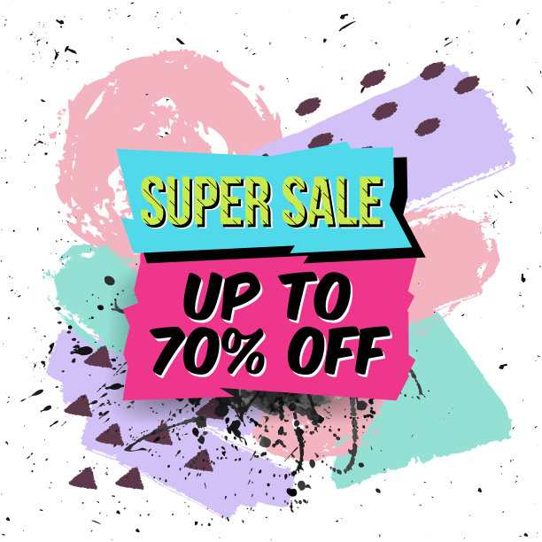 矢量抽象销售海报刷凌乱的几何元素和垃圾喷溅。时尚复古的背景。柔和的颜色图片下载