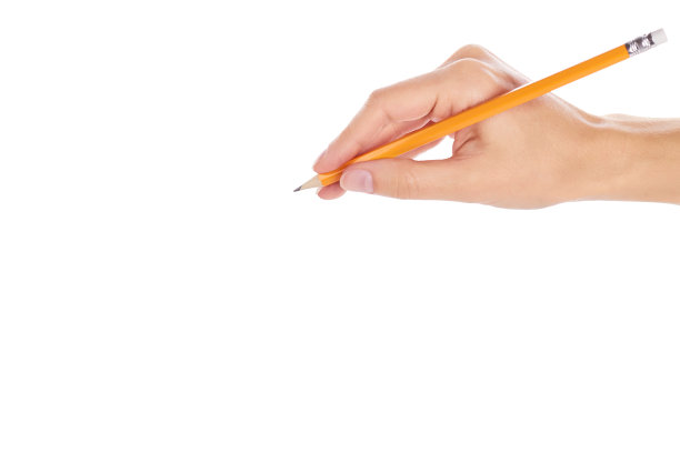 女人用钢笔在白色的背景上写字图片下载