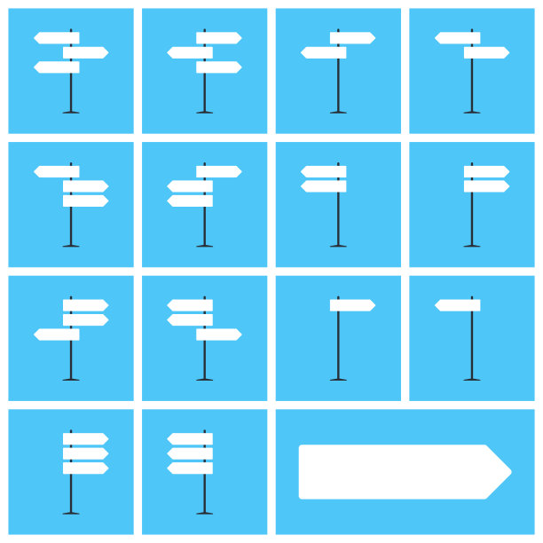 浅蓝色背景上的白色路标图片下载