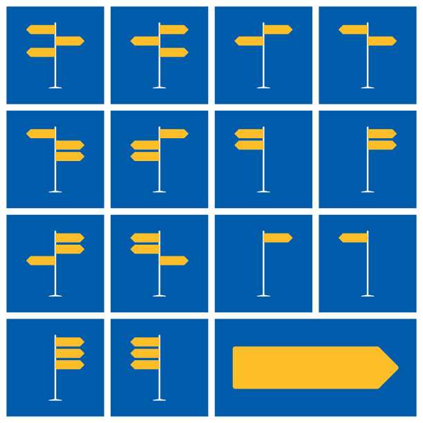 蓝色背景上的黄色路标图片下载