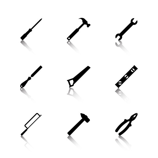 一组黑色工具与反射图片下载
