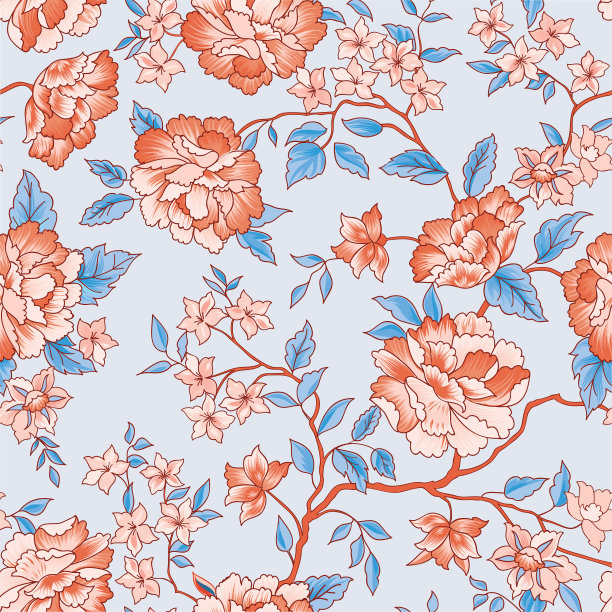 花卉无缝模式。Oornamental花背景图片下载