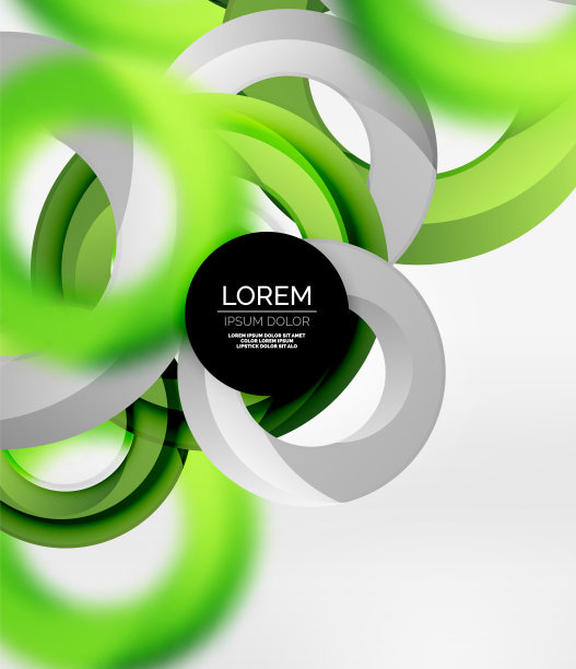 灰色三维空间中的抽象环构成，具有模糊效果图片下载