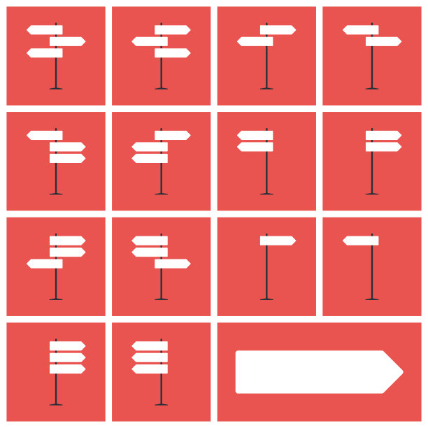 红色背景上的白色路标图片下载